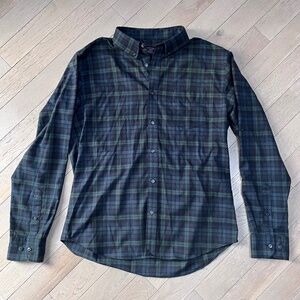 UNTUCKit Shirt Mens XL SLIM Button-Up Plaid Flannel Blue Green Long Sleeve